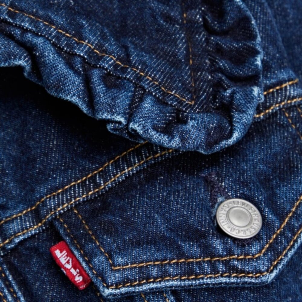 NWOT GANNI X LEVI'S Ruffle-trimmed Denim Shirt Mini Dress XS $475 - Picture 6 of 14